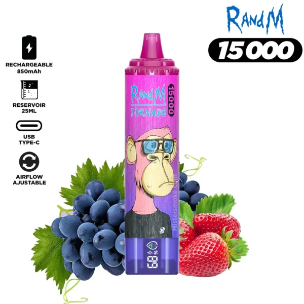 PUFF TORNADO 15000 BLUE RAZZ  STRAWBERRY GRAPE